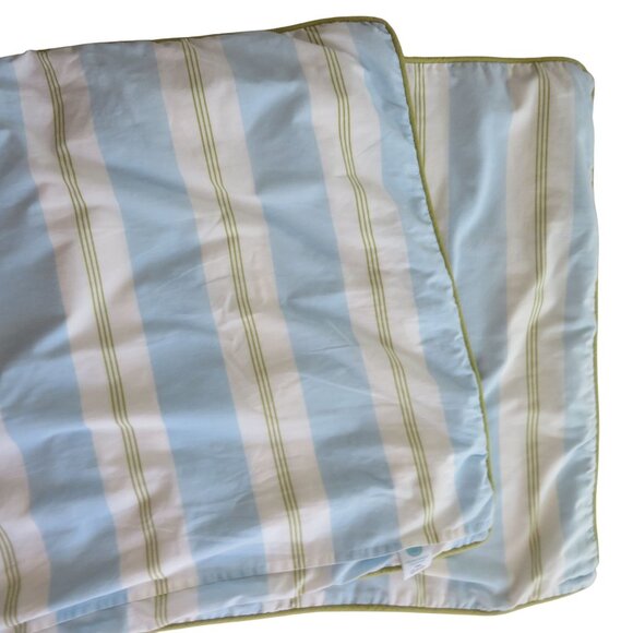 Martha Stewart Euro Pillow Shams 26"x26" Blue/White/Green Beach Porch Stripes - Picture 6 of 8
